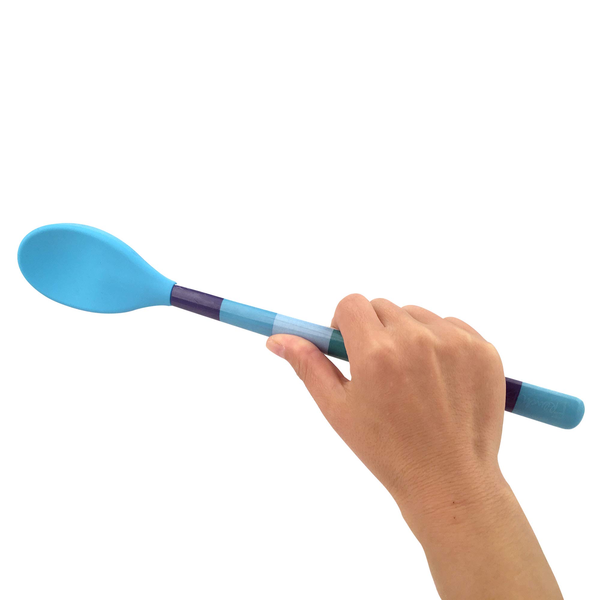 French Bull Easy Grip Melamine Handle Silicone Non-Stick Heat Resistant BPA-Free Kitchen Utensil Set (3-Piece) - Perfect for Cooking, Baking, Mixing & Serving - Ideal for Home Chefs & Professional Kitchens - Blue