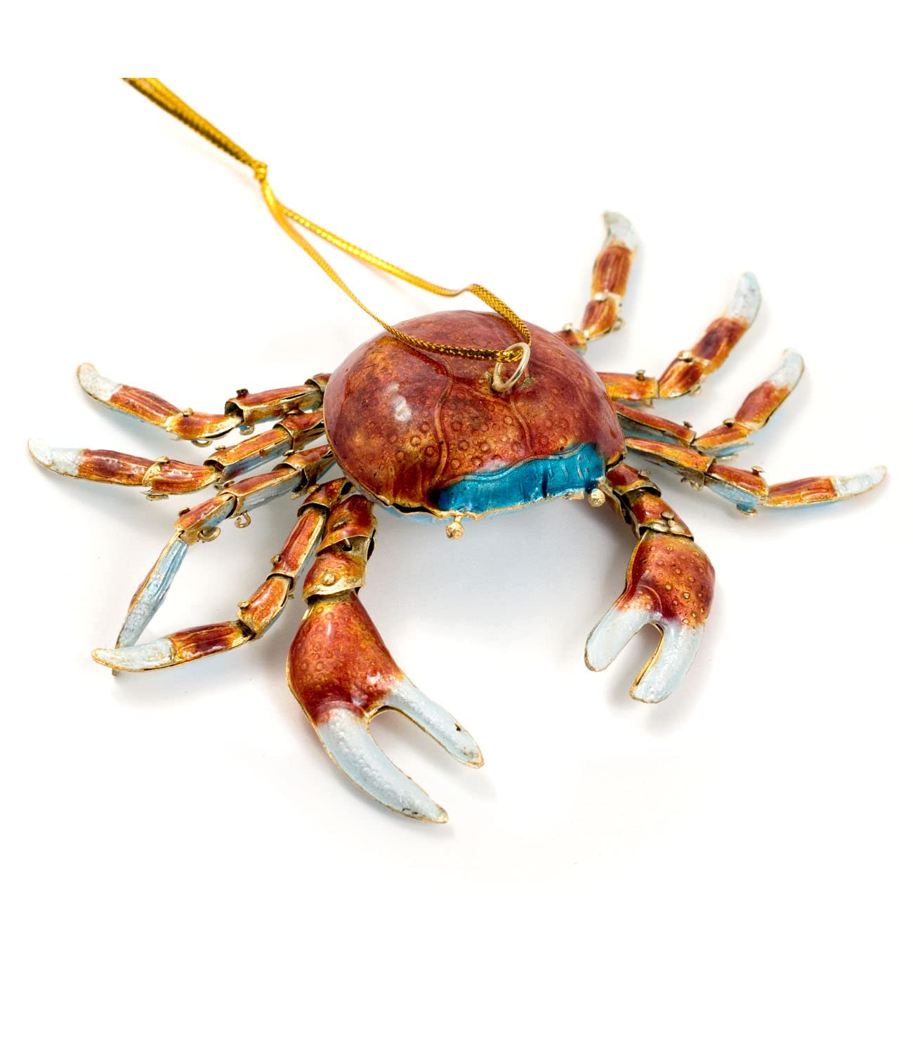 Handmade Cloisonne Articulated Red Crab Hanging Ornament - Chinese Art Decor for Home, Office & Gifts | Perfect for Christmas Tree, Wall Decor, Feng Shui Display