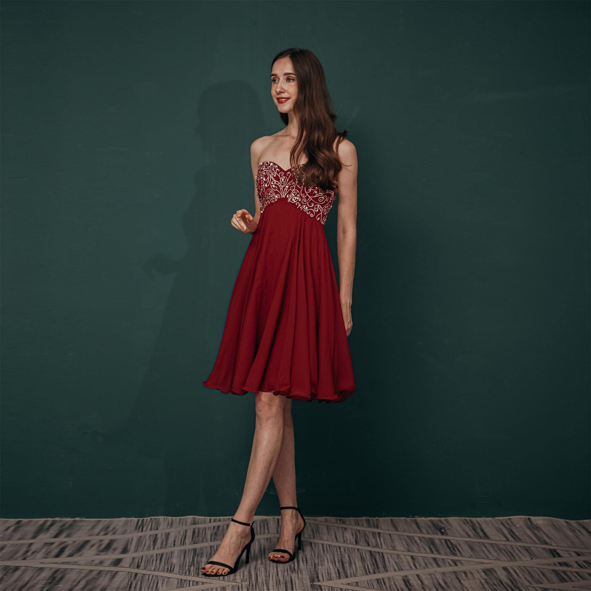 Strapless Chiffon Beaded Prom Dress for Homecoming & Evening Parties