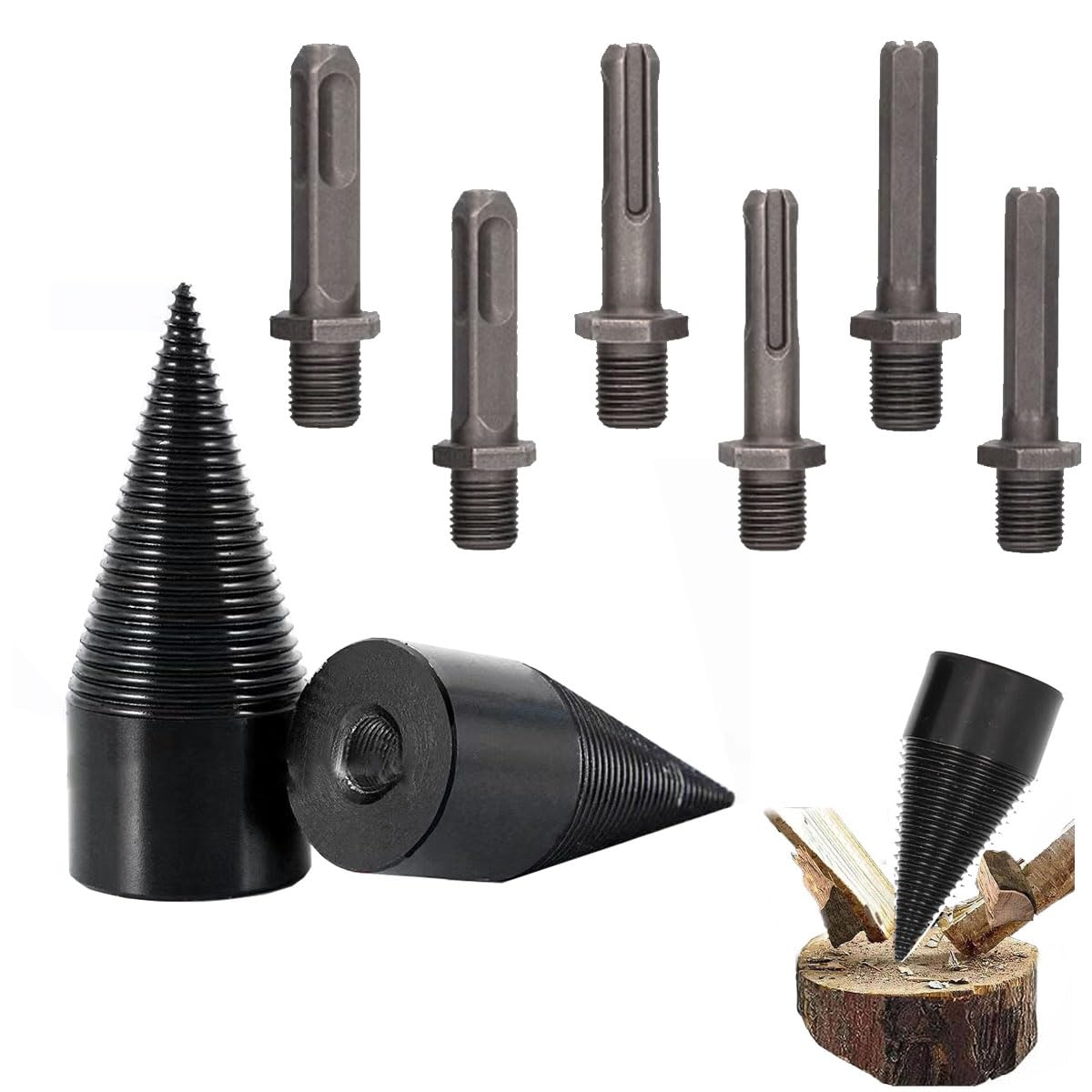 **EasySplit Heavy Duty Firewood Log Splitter Drill Bit - 32mm/42mm/50mm Detachable Wood Splitting Bit for Hand Drill - Perfect for Camping, Firewood Splitting & DIY Projects**
