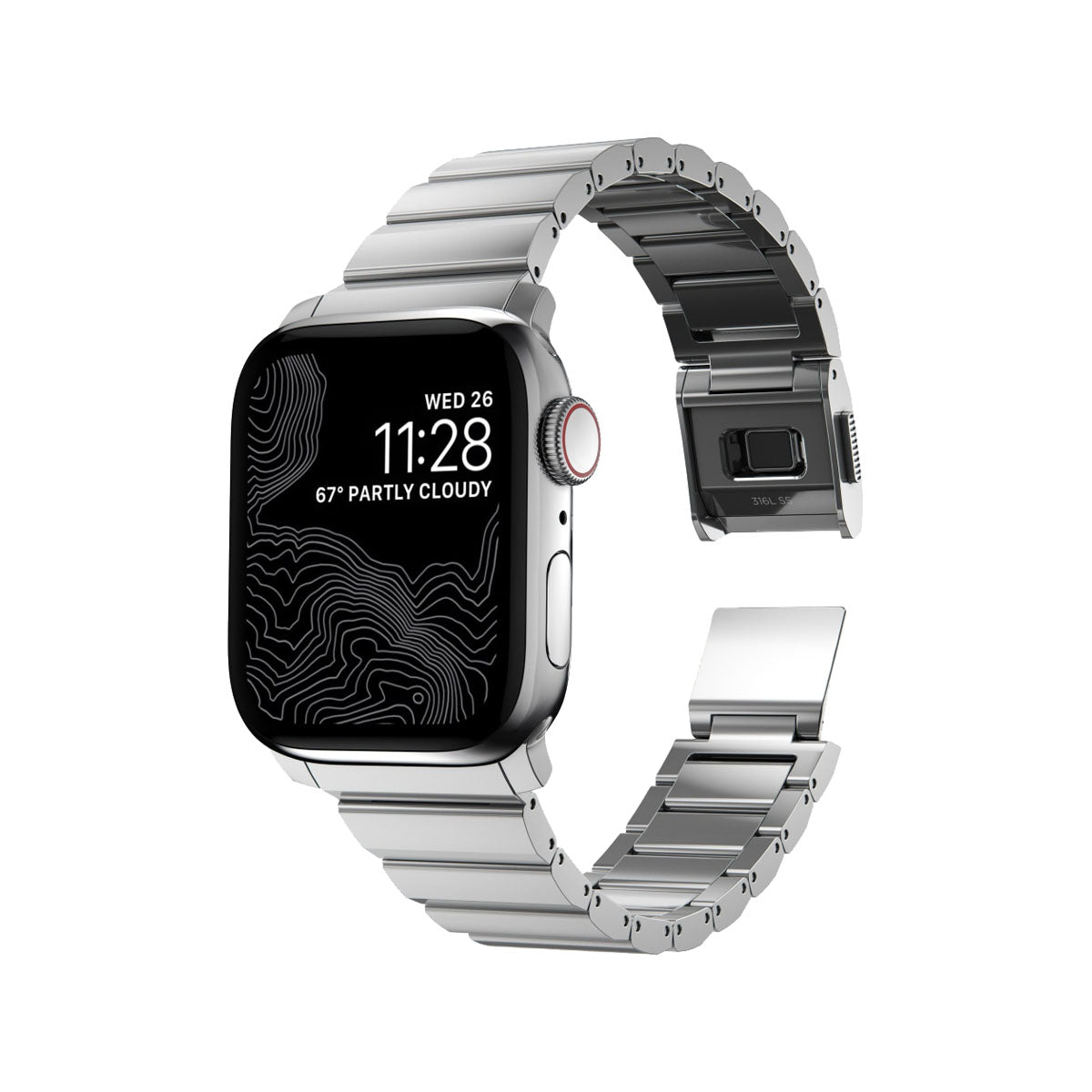 Nomad Apple Watch Band 40mm / 41mm Stainless Steel with Silver Hardware - Durable & Stylish for Workouts, Office & Everyday Wear