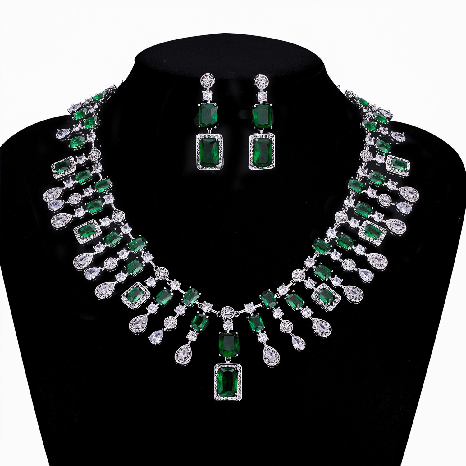 Elegant Cubic Zirconia Bridal Jewelry Set - Necklace & Earrings for Wedding, Engagement & Special Occasions | TC10307