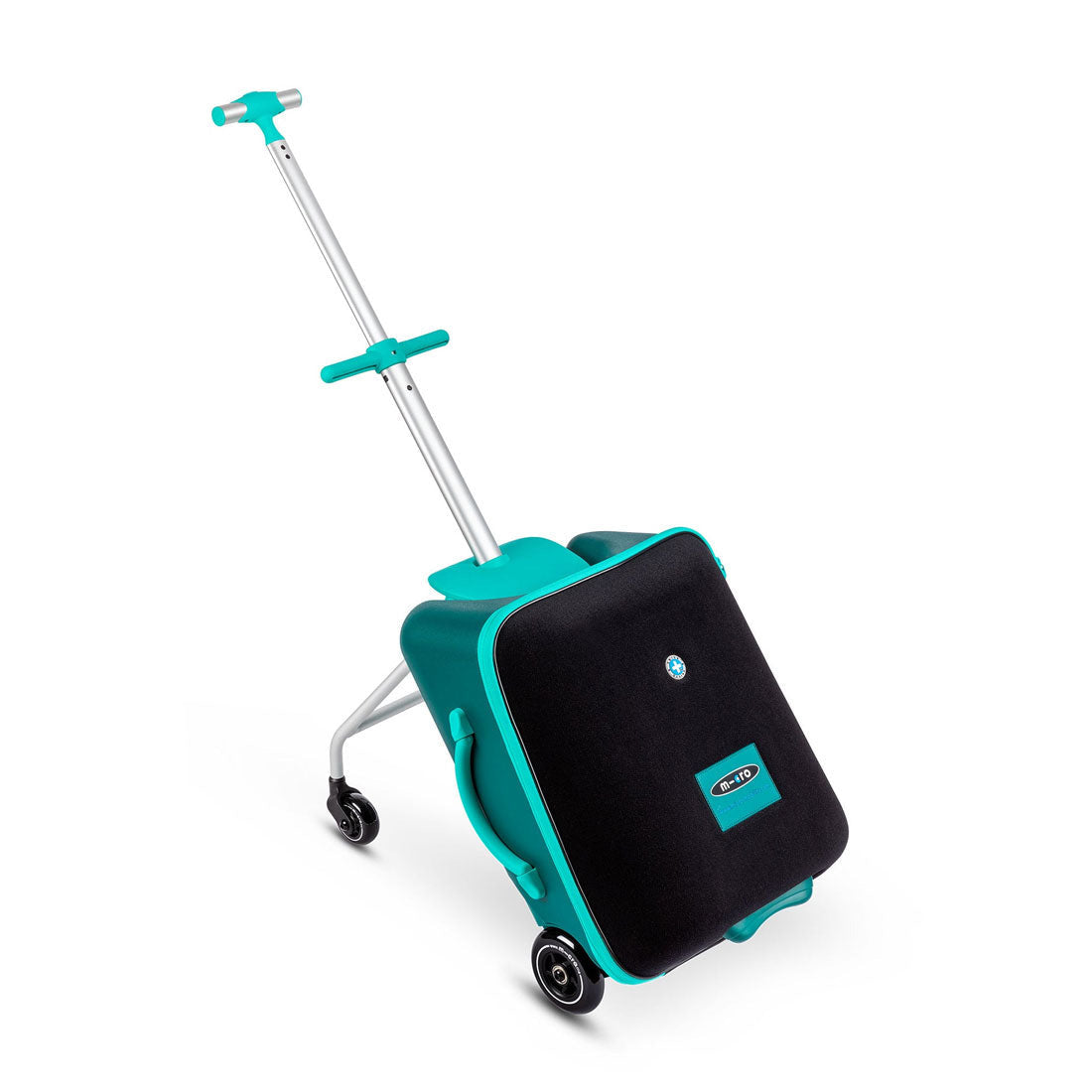Micro Ride On Luggage Eazy - Forest Green Kids Travel Suitcase with Wheels for Airport & Family Vacations