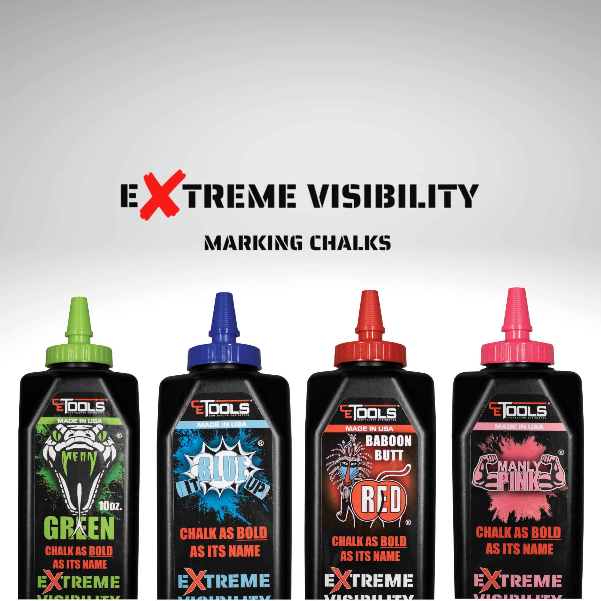 CE TOOLS Mean Green® High-Visibility Marking Chalk - 10 oz (283.5g) | USA Made, Hydrophobic Construction Chalk for Chalk Lines | Perfect for Outdoor Work, Road Marking & DIY Projects
