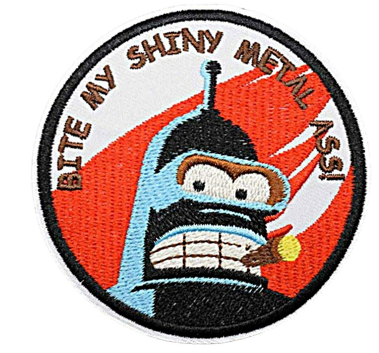 Futurama Bender Funny Quote Embroidered Iron-On Patch - 3 Inch Diameter for Jackets, Backpacks & DIY Crafts | Cartoon Robot Applique for Costumes & Cosplay