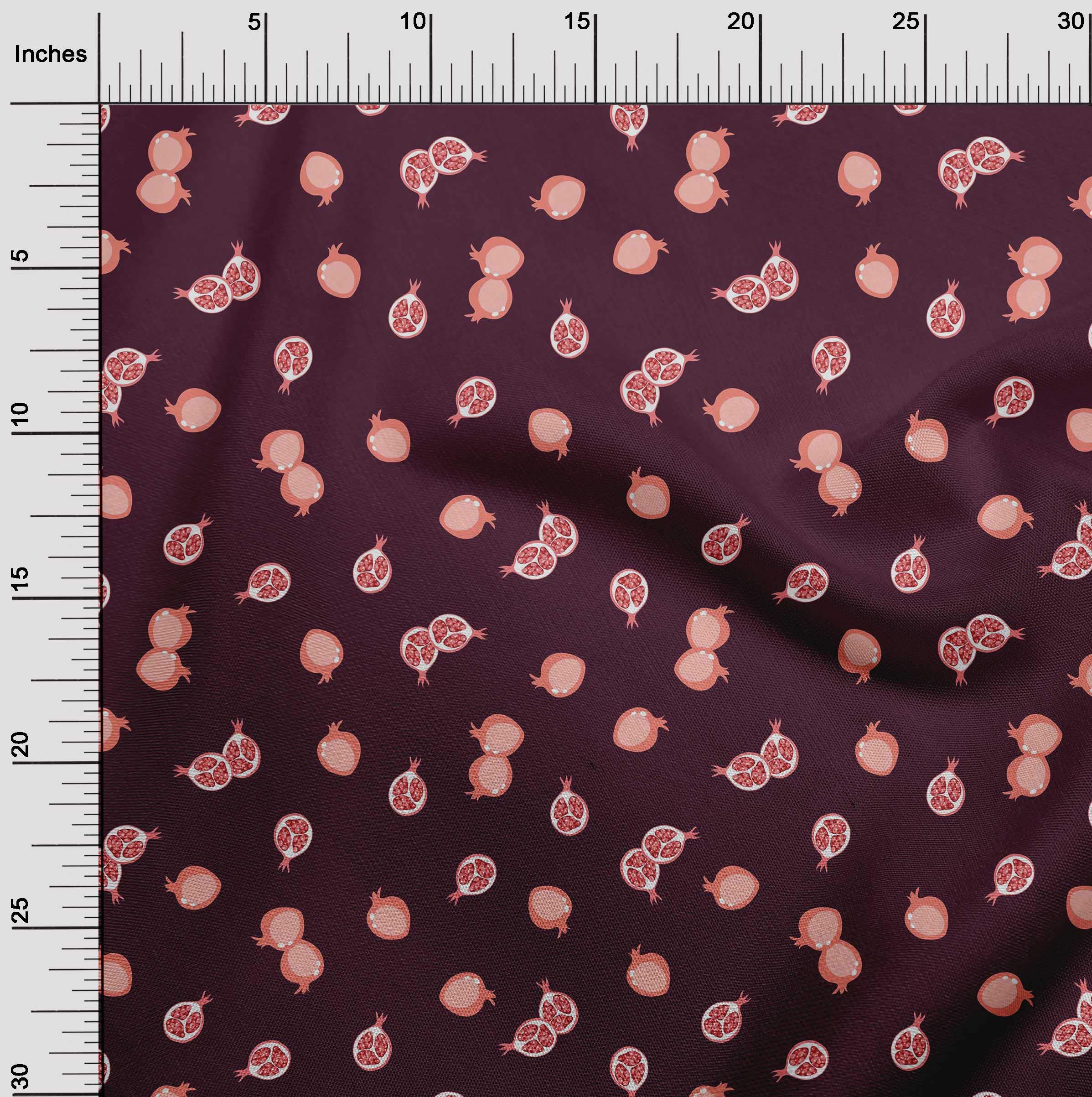 oneOone Cotton Poplin Fabric - Pomegranate Fruit Print Sewing Material 56