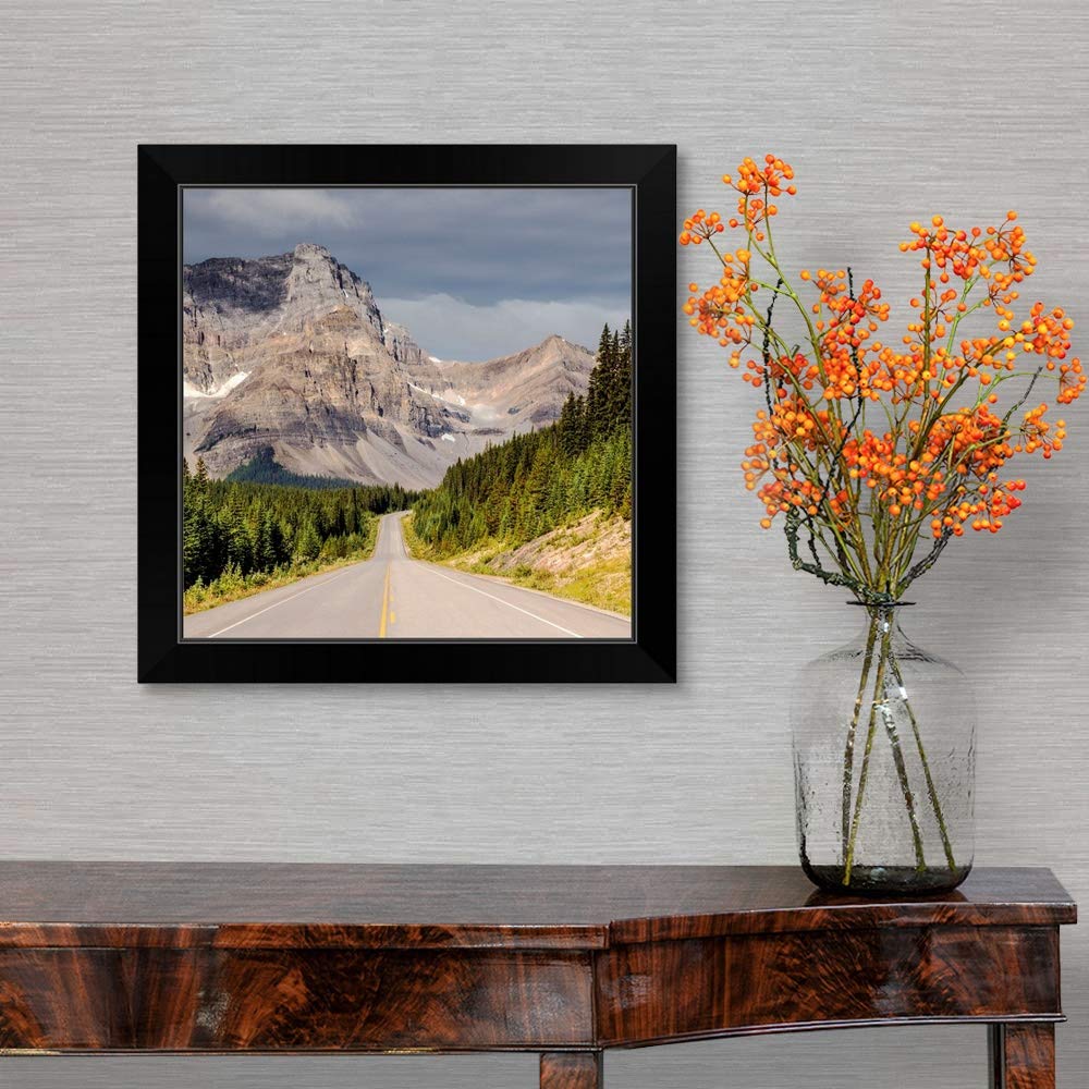 Black Framed Art Print - Crowfoot Mountain Icefields Parkway Photography Wall Decor for Living Room, Bedroom & Office