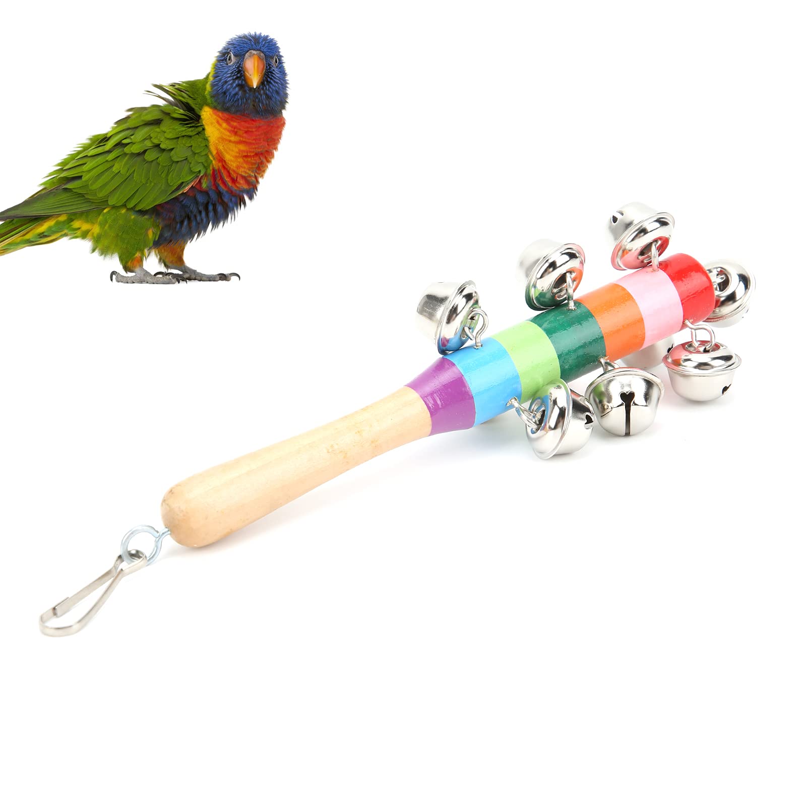 GLOGLOW Chewable Bird Toy with Bells - Interactive Parakeet Toy for Foraging, Exercise & Mental Stimulation - Perfect for Small Birds Like Budgies, Cockatiels & Lovebirds