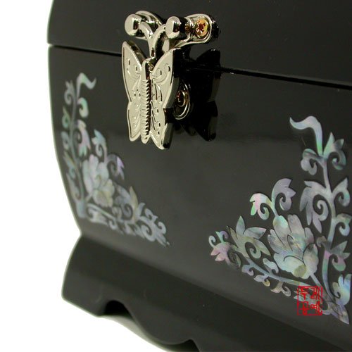 Exquisite Mother of Pearl Inlay Wooden Jewelry Box - Handcrafted Trinket Organizer with Double Crane Design | Perfect for Jewelry Storage, Gift Giving & Home Décor