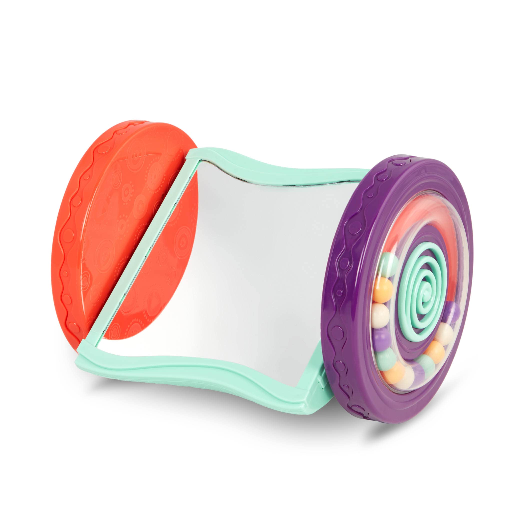 B. Toys Baby Mirror with Rolling Sensory Wheels - Interactive Tummy Time & Crawling Toy for Infants 0+ Months - Early Learning Developmental Toy for Sensory Play, Motor Skills & Baby Exploration