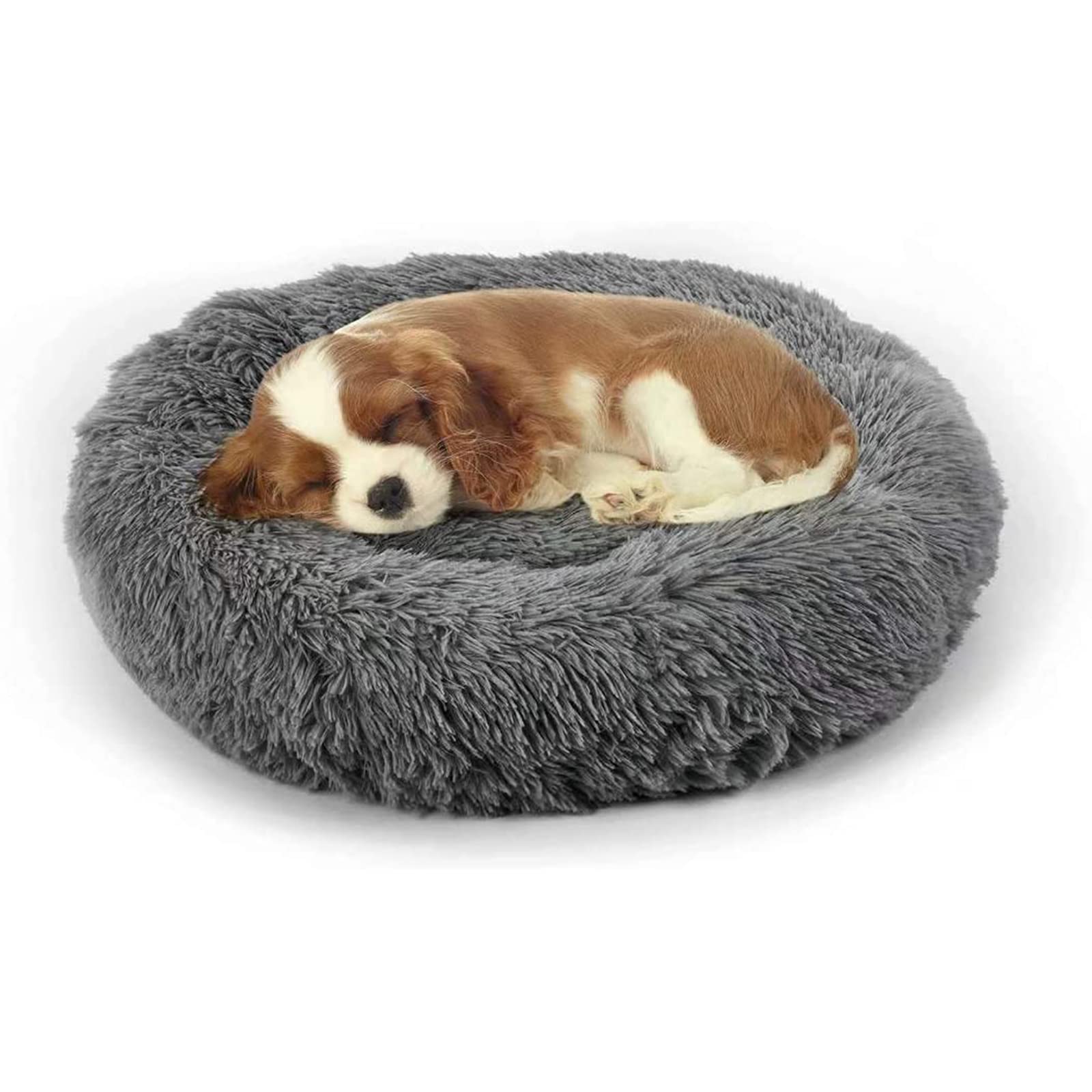 Premium Round Plush Donut Pet Bed for Dogs & Cats - Soft Faux Fur Calming Cuddler for Small, Medium & Large Pets - Perfect for Crate Training, Anxiety Relief & Cozy Napping at Home