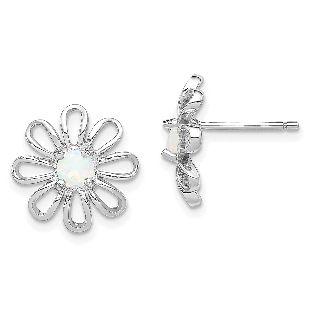 925 Sterling Silver Created Opal Daisy Post Stud Earrings - Elegant Floral Jewelry for Women | Perfect Gift for Her, Gardening Enthusiasts & Nature Lovers | Everyday Wear, Special Occasions & Gift Giving