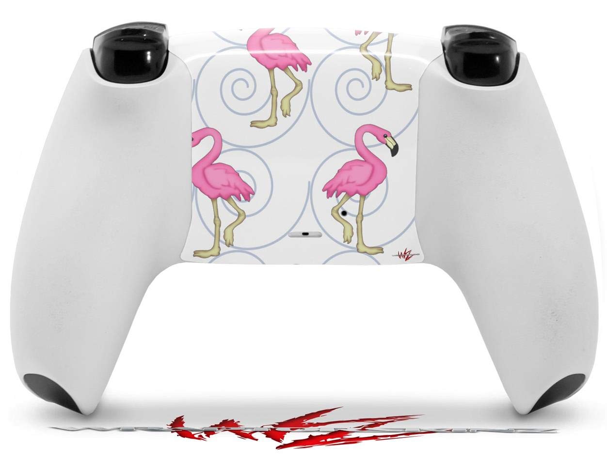 PS5 DualSense Controller Skin Wrap - Flamingos on White for Gaming Protection