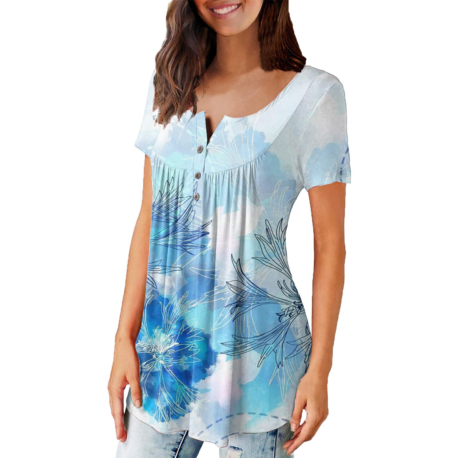 Women's Loose Fit Casual Tunic Tops - Short Sleeve Flared Summer T-Shirts to Wear with Leggings | Comfortable & Stylish for Everyday Wear, Yoga, and Outdoor Activities