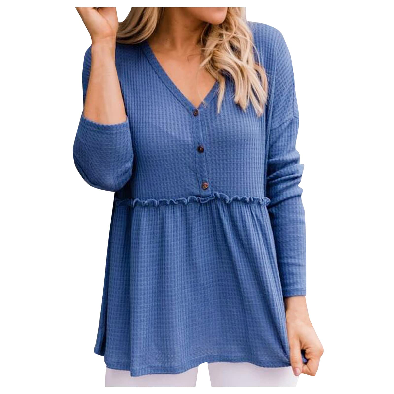 YUNDAN Women's Casual T-Shirts & Blouses - Solid Color Fashion Tops for Outdoor Activities, Work, and Everyday Wear