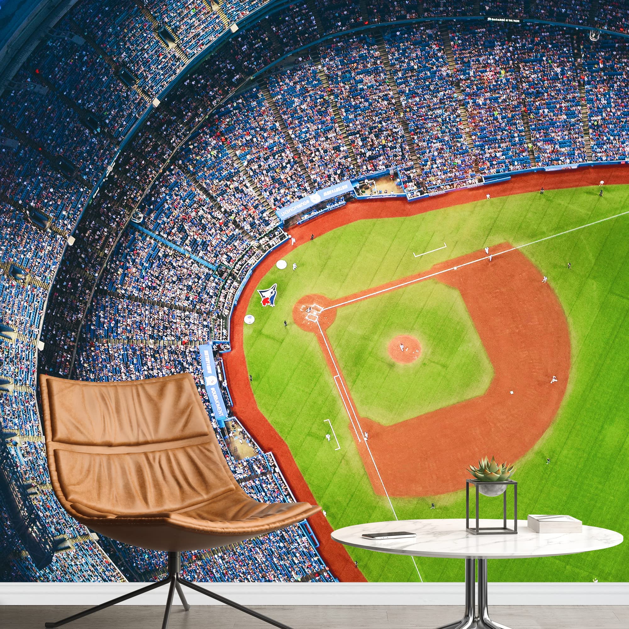 Wall26 Removable Wall Sticker & Mural - Aerial View Baseball Diamond Field Sports Photography for Gym, Living Room, Bedroom & Office Decor - 100x144 Inches - Perfect for Sports Fans, Fitness Enthusiasts & Home Decoration