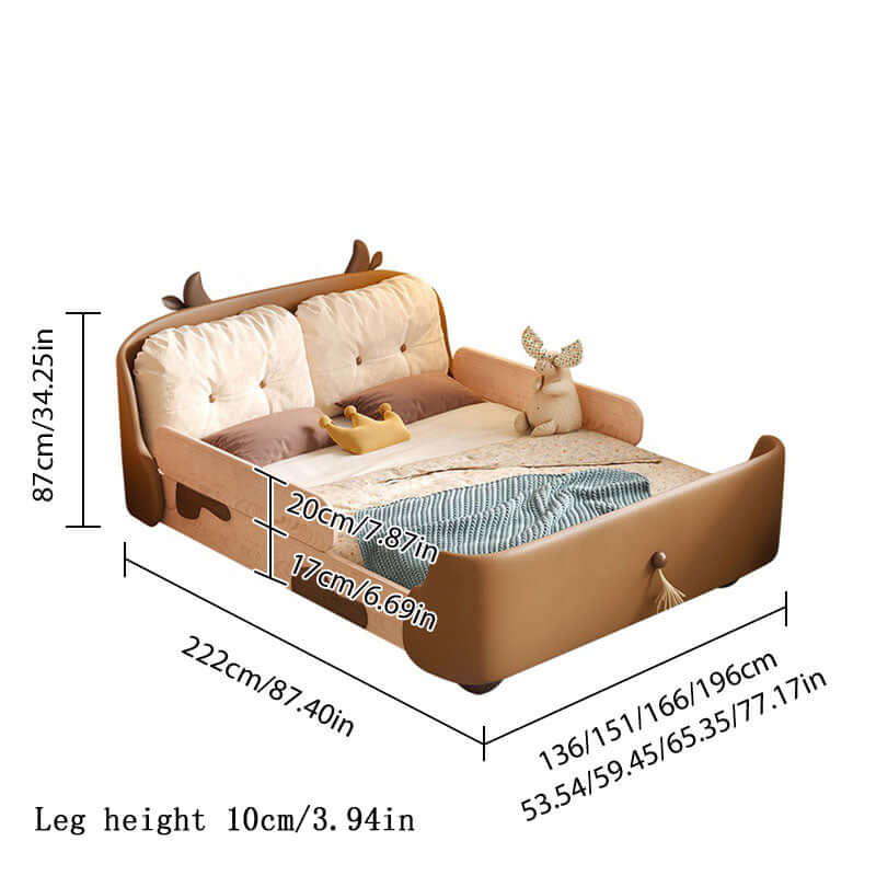 Cow Print Wooden Toddler Bed with Safety Rails & Soft Headrest - Perfect for Nursery, Kids Room & Daycare Centers