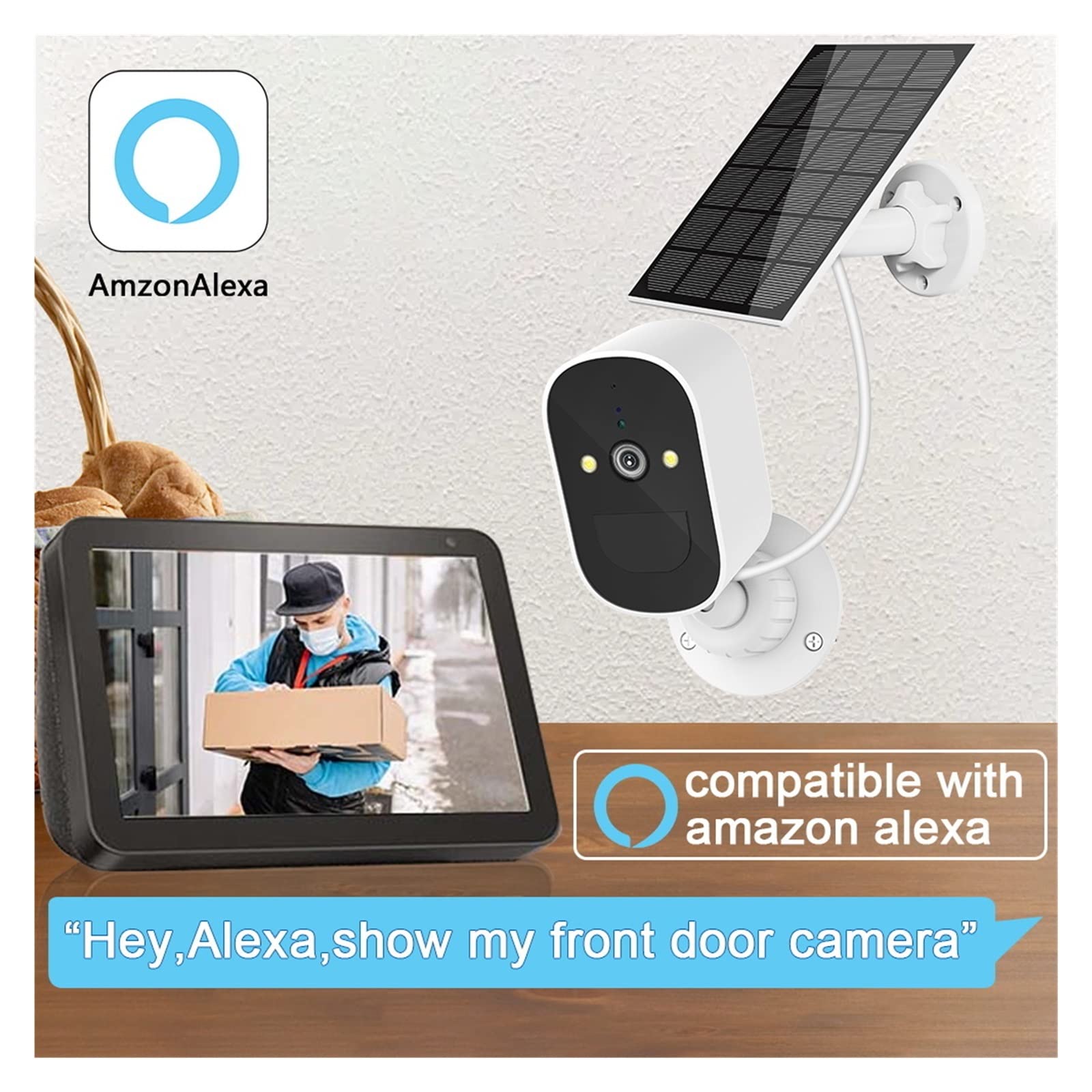 5MP Solar Security Camera Outdoor - WiFi IP Surveillance Camera with Built-in Rechargeable Battery, 128GB SD Card Included - Perfect for Home, Yard, and Business Outdoor Monitoring