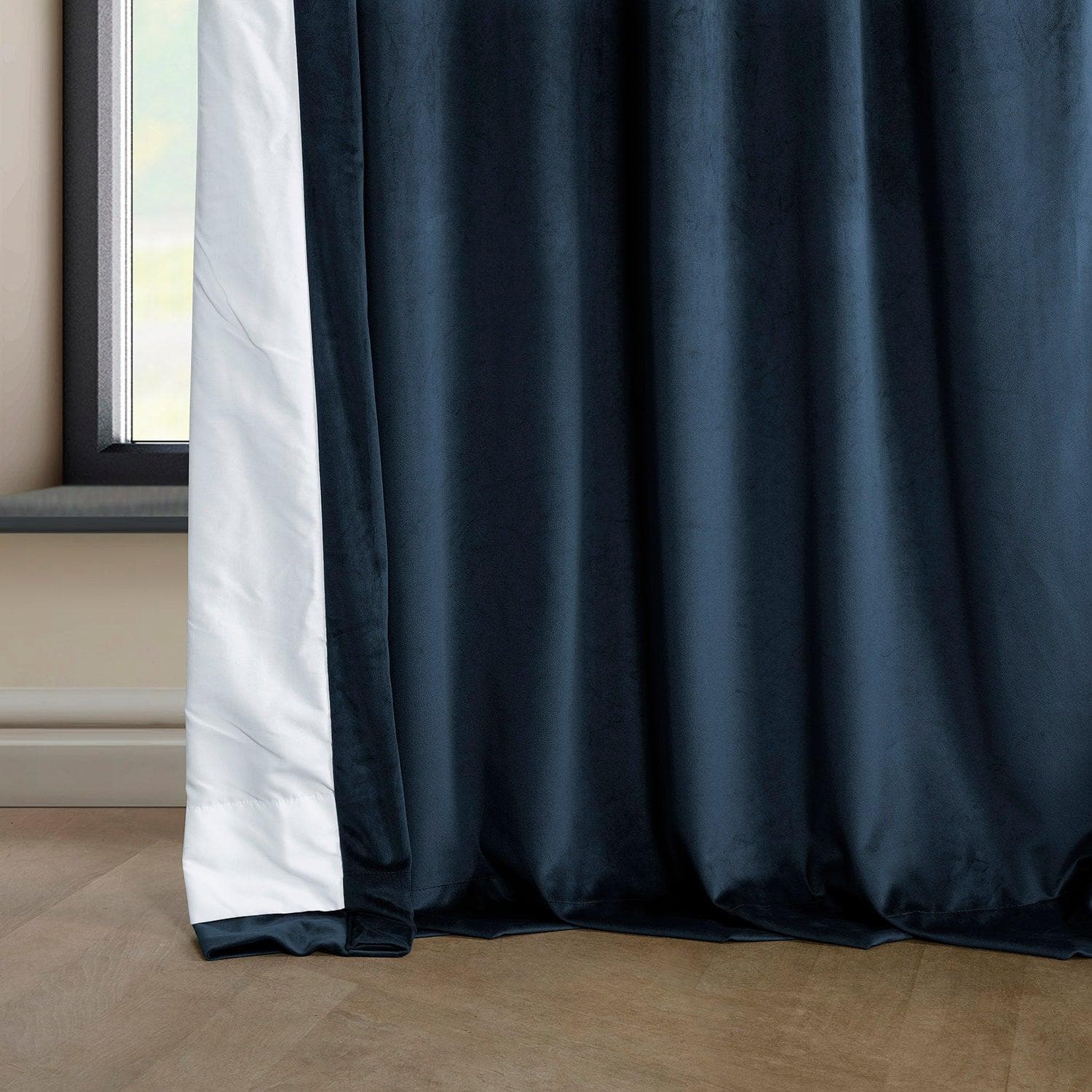 Eternal Blue Heritage Plush Velvet Blackout Curtains for Bedroom - Luxurious Noise Reducing Thermal Insulated Drapes for Living Room & Nursery