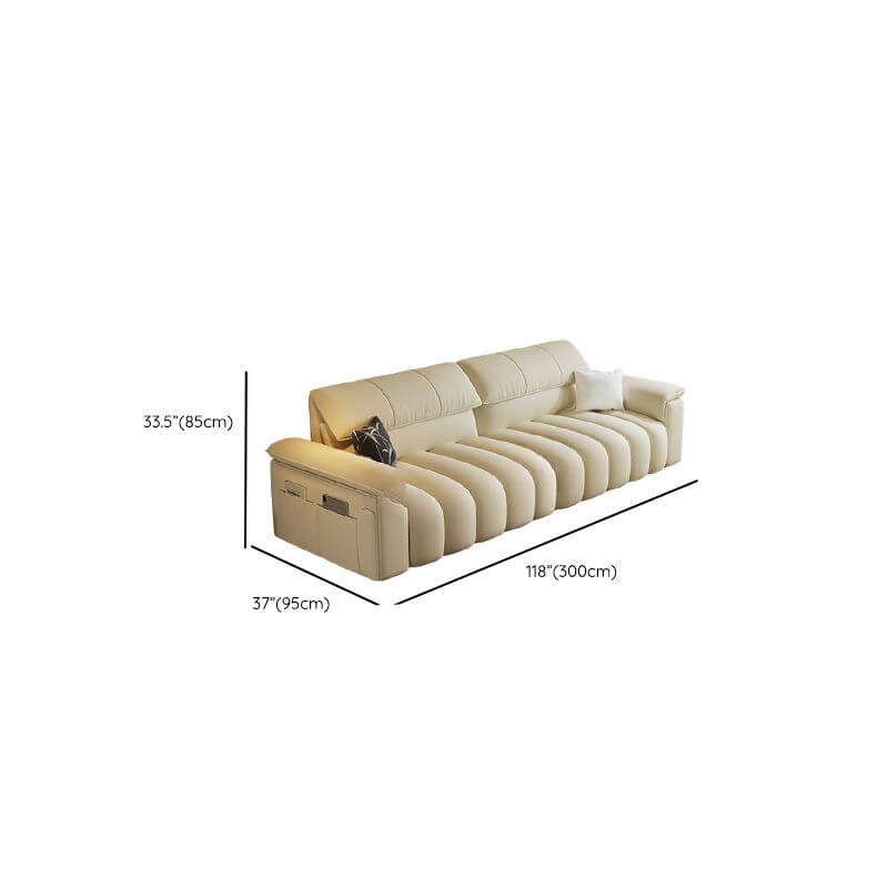 Minimalist Modern 4/5/2 Seater Chalk Sofa with Arms, 2 Pillows & Storage - Stain Resistant Fabric - Perfect for Living Room, Lounge & Small Spaces