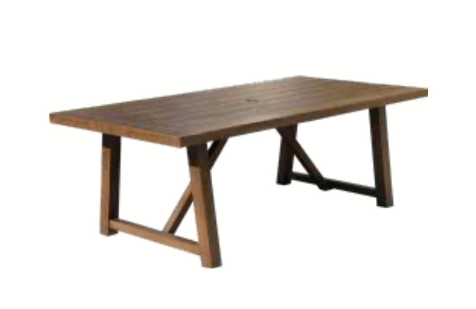 Phisco Outdoor Newport Rectangle Dining Table Set with 6 Chairs in Taproom Brown - Perfect for Patio, Backyard, and Garden Dining