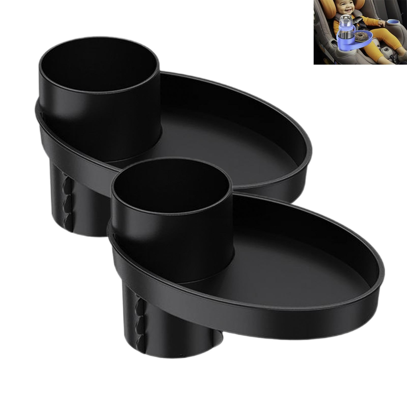 Portable Car Seat Snack Tray - 2PCS Multifunctional Travel Tray with Cup Holder for Kids, Stroller & Car Seat Accessories | Perfect for Road Trips, Snacking & Organizing Toys On-The-Go