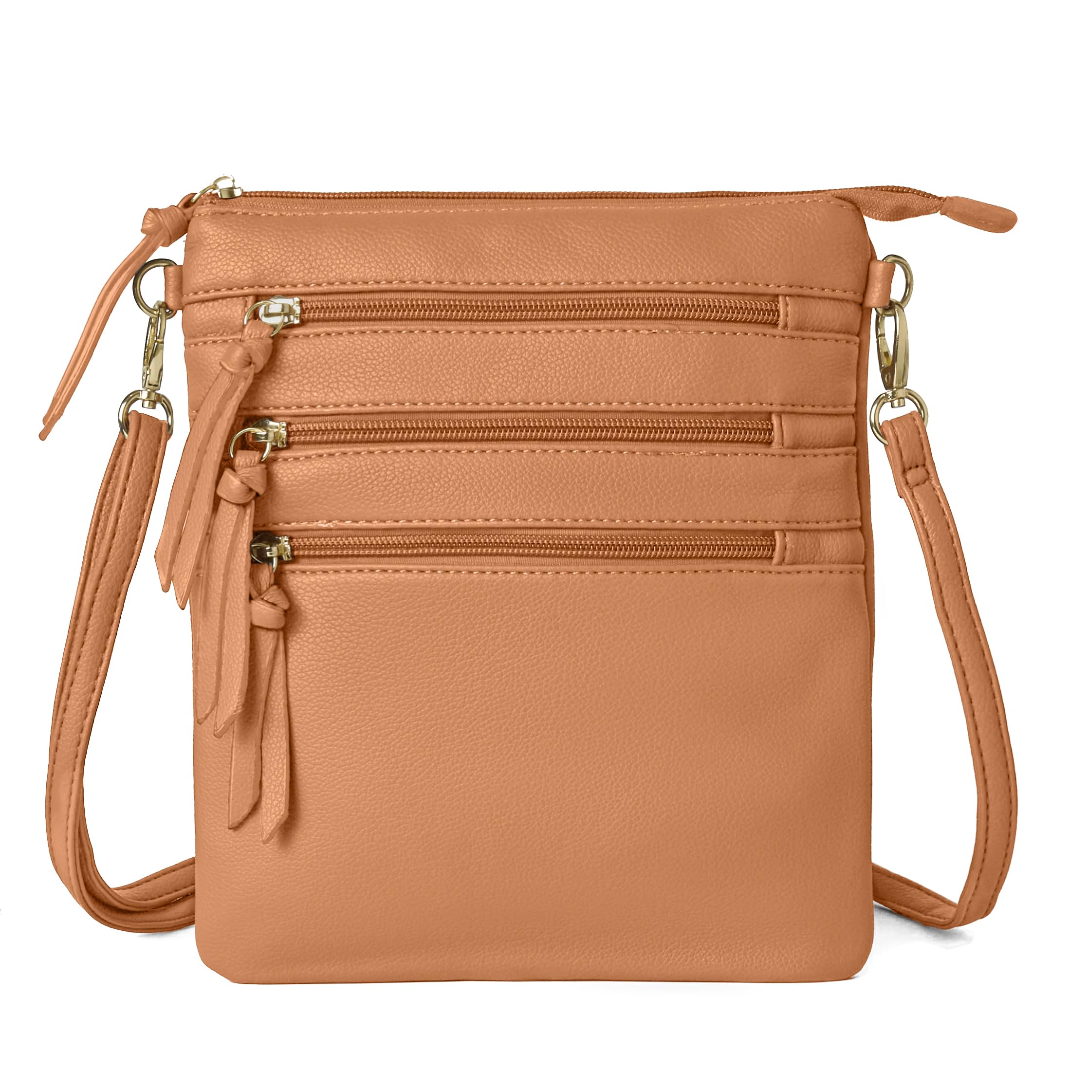 Stylish Women's Faux Leather Crossbody Bag by Woodland Leathers - Multiple Messenger Pockets with Gold-Tone Hardware | Perfect for Work, Travel & Everyday Use