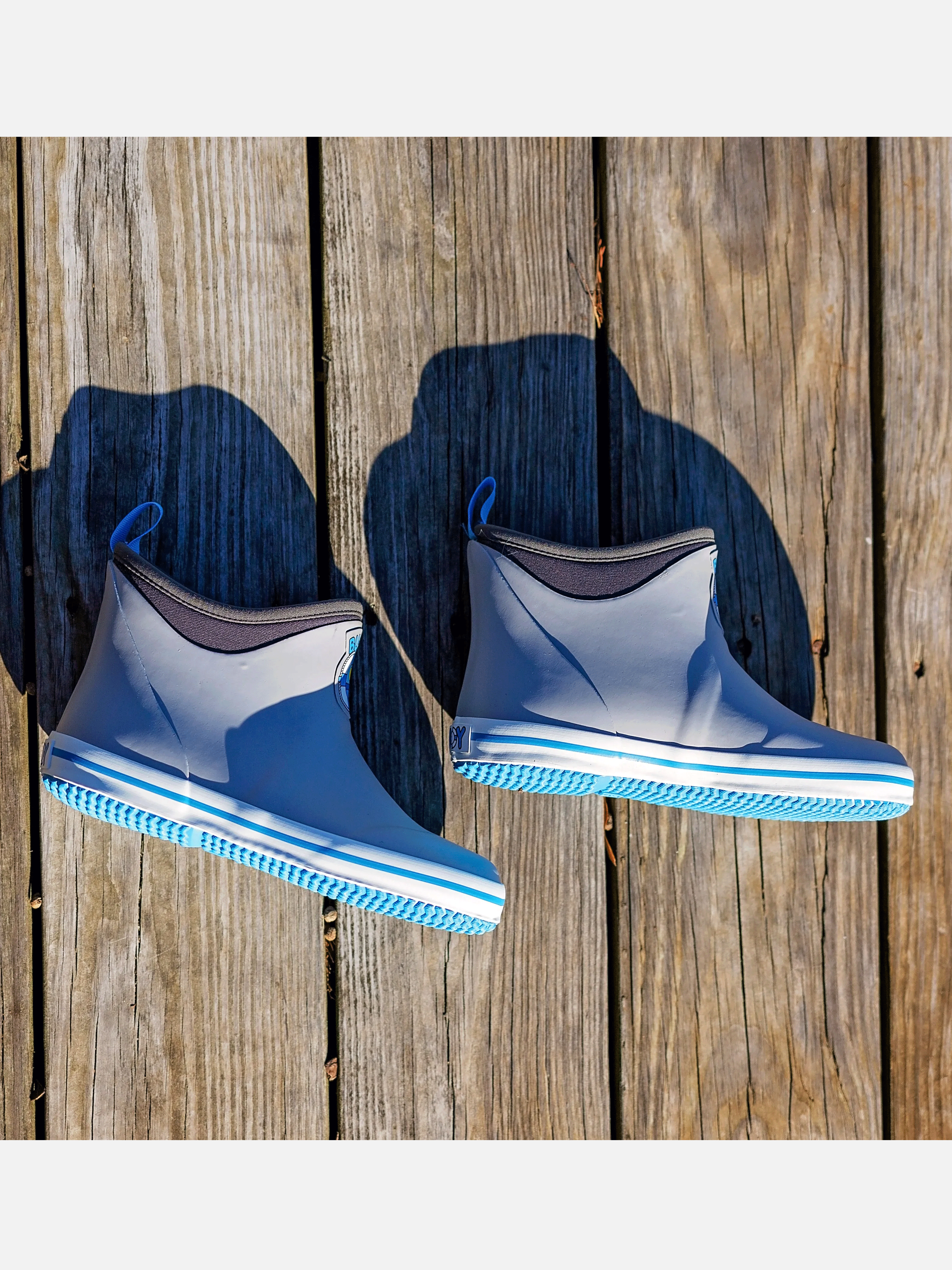 Buoy BB110 Kids Rubber Rain Boots - Waterproof Gray & Blue Outdoor Boots for Boys and Girls - Perfect for Puddles, Hiking, and Playground Adventures