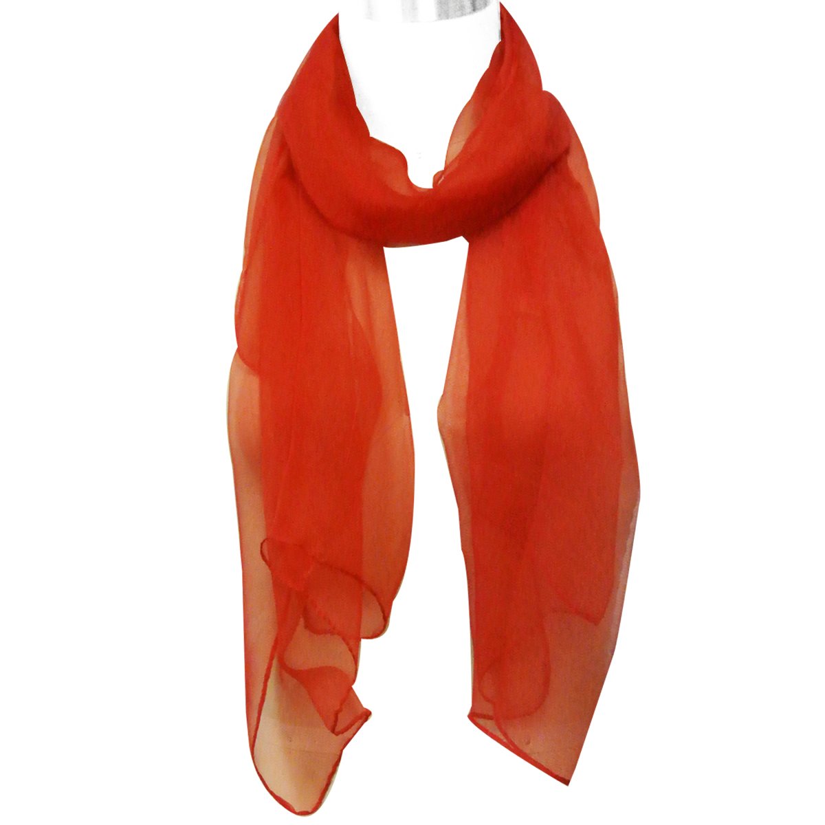 Wrapables Solid Color Silk Long Scarf - Elegant Red Fashion Scarf for Women | Perfect for Office, Evening Events & Travel Accessories