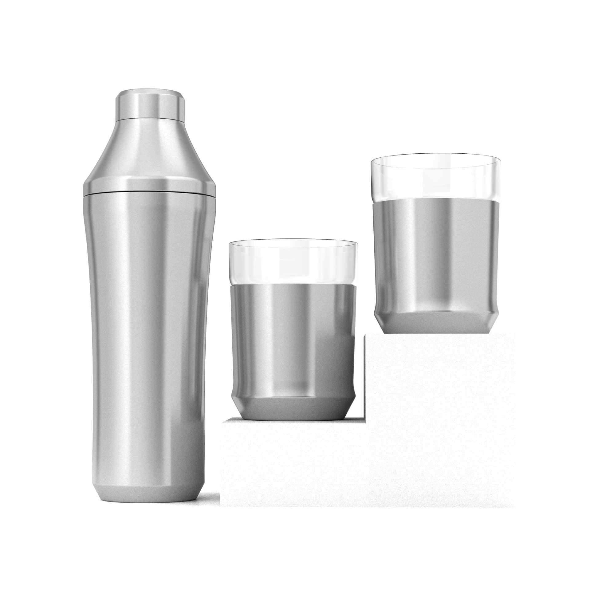 Premium Vacuum Insulated Hybrid Cocktail Shaker Set with Steel Base & Removable Glass Insert - Home Bar Essential Bundle for Mixing Cocktails - Perfect for Bartenders, Home Entertaining & Gifts (Includes Innovative Measuring System)