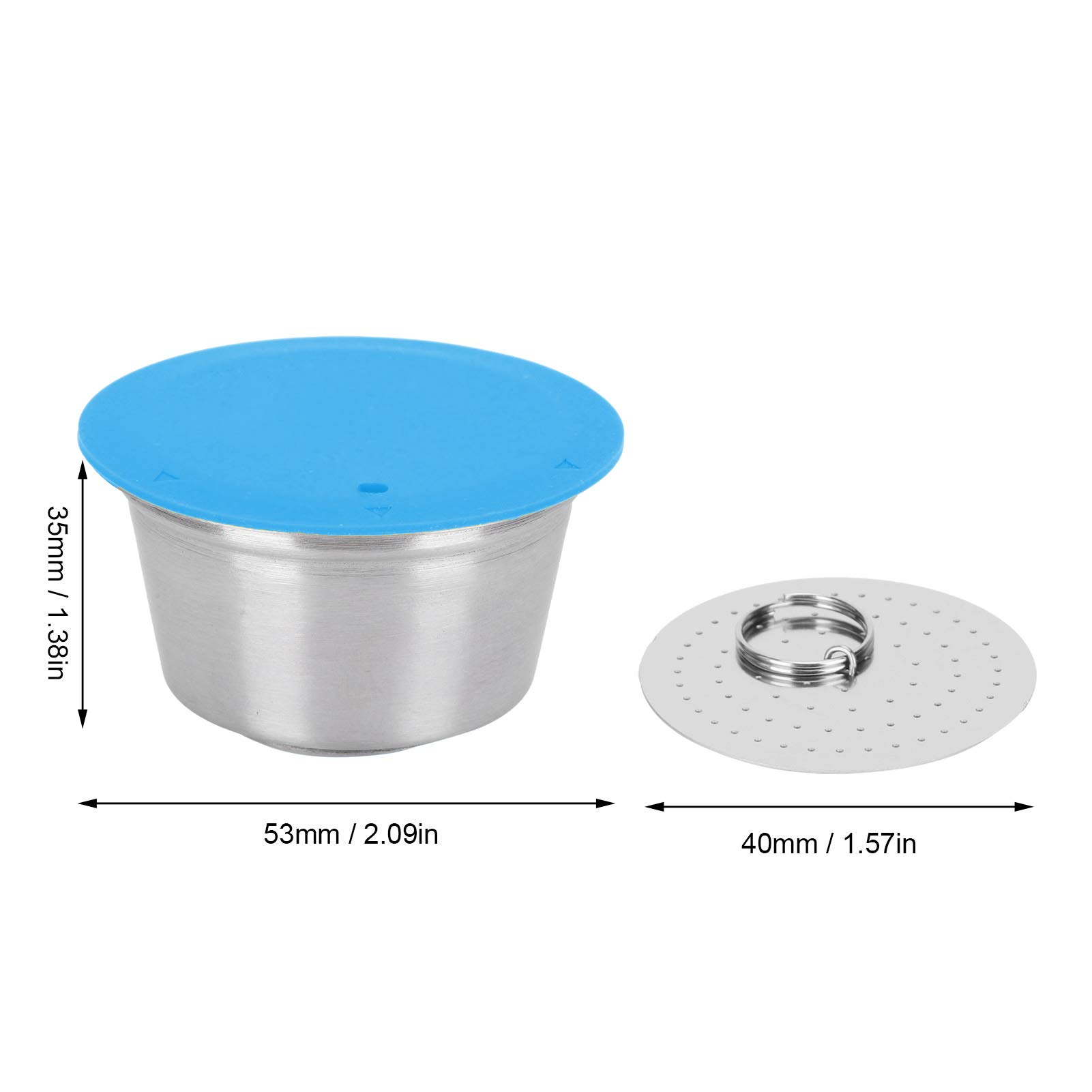 Refillable Stainless Steel Coffee Pods for Dolce Gusto - 53mm Reusable Capsule Filters (Blue) | Perfect for Home, Office & Travel Use with Your Coffee Maker