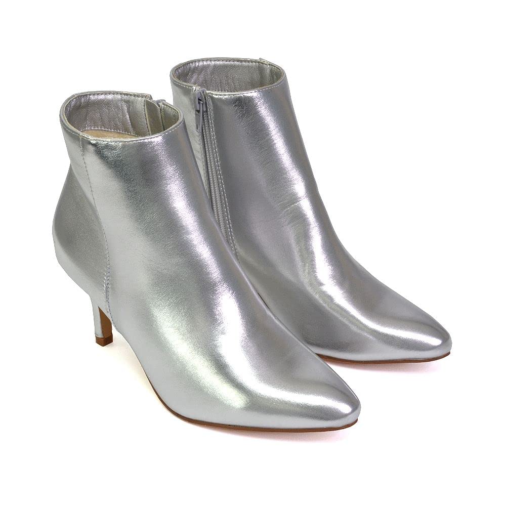 Women's Ankle Boots with Low Kitten Heel - Pointy Toe Zip-Up Booties for Ladies (Size 5-12) - Perfect for Office, Date Night & Fall Fashion