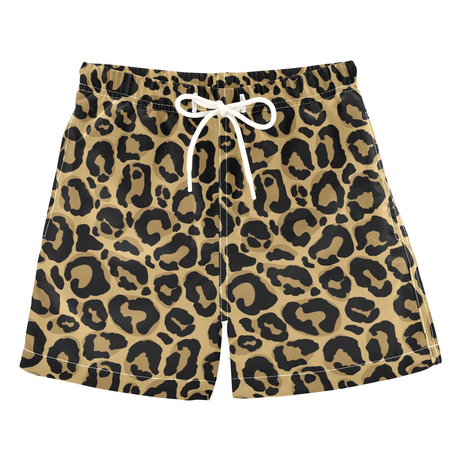 **Boys Swim Trunks with Leopard Print - Quick-Dry Beach Board Shorts for Kids & Toddlers - Perfect for Swimming, Surfing, and Summer Vacations**
