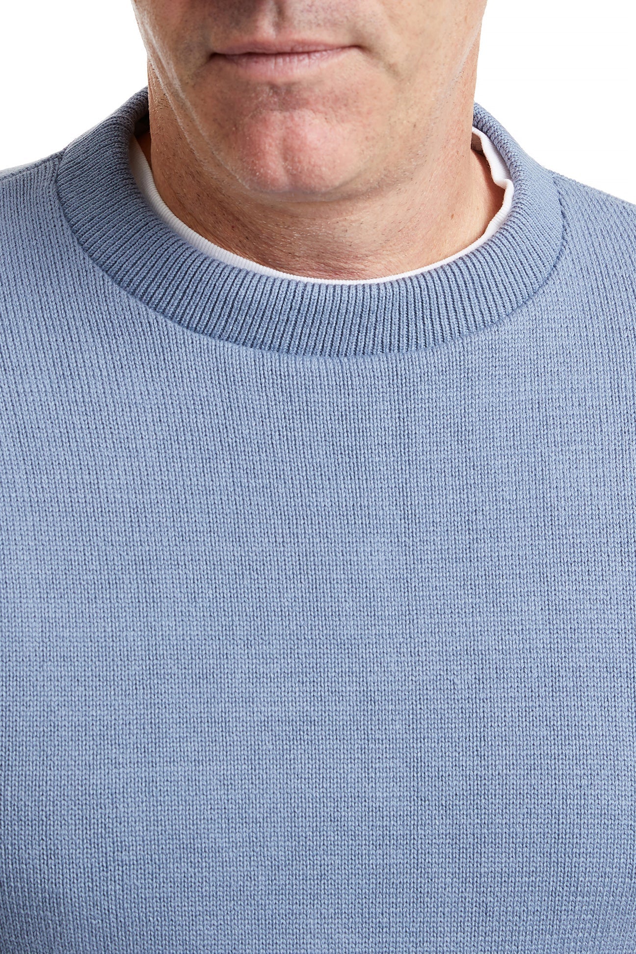 Yachtsman Crewneck Sweater for Men - Sunwashed Blue Cotton Knit Pullover | Perfect for Nautical Style, Casual Wear & Outdoor Activities