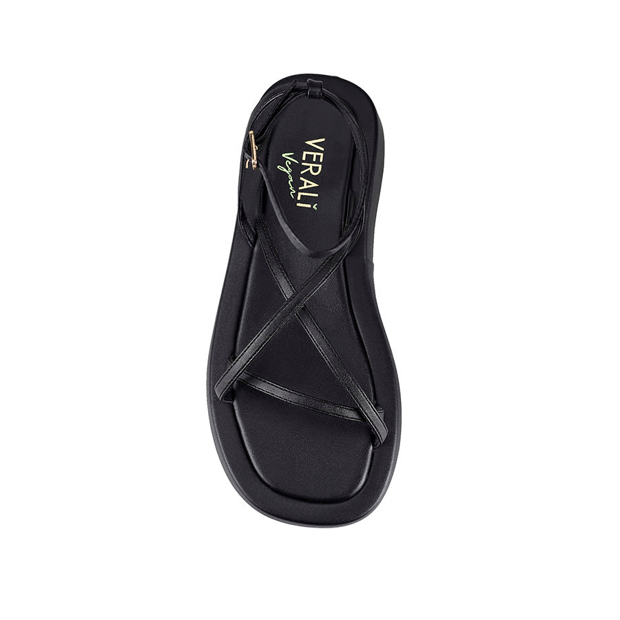 Bondi Flatform Sandals for Women - Black Smooth Leather Comfortable Summer Slide Sandals | Beach, Pool, Vacation & Casual Wear