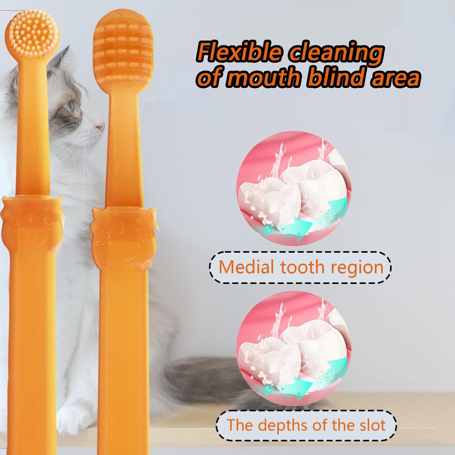 2Pcs Small Dog & Cat Toothbrush Kit with Storage Box - Soft Silicone Pet Toothbrush Set & Tongue Cleaner for Dental Care | Easy Grip for Small Breeds | Perfect for Daily Oral Hygiene & Travel Use