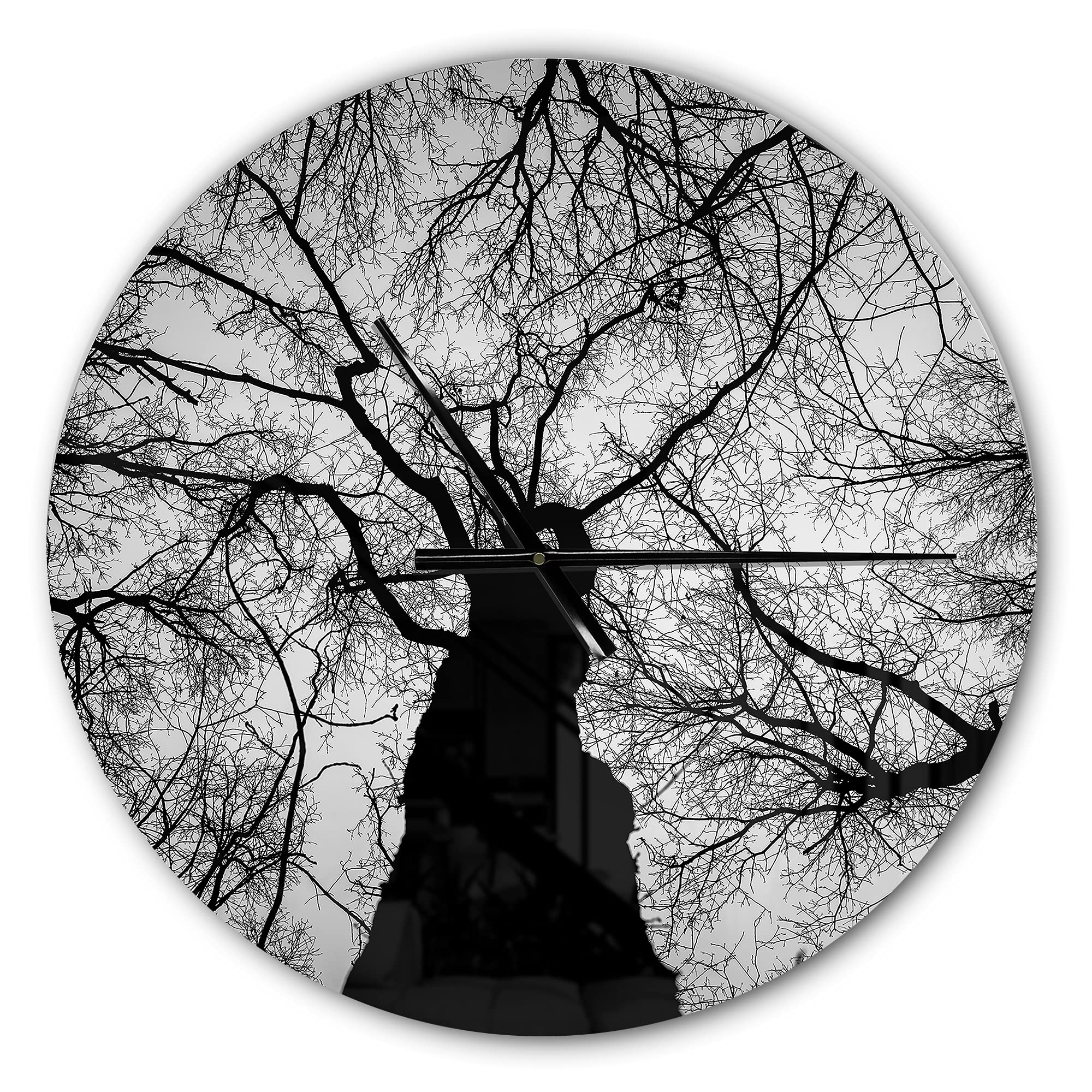 DesignQ Modern Wall Clock 'Hoto of Winter Branches' - Large Cottage Style Decorative Clock for Living Room, Bedroom & Office - Silent Non-Ticking Home Decor