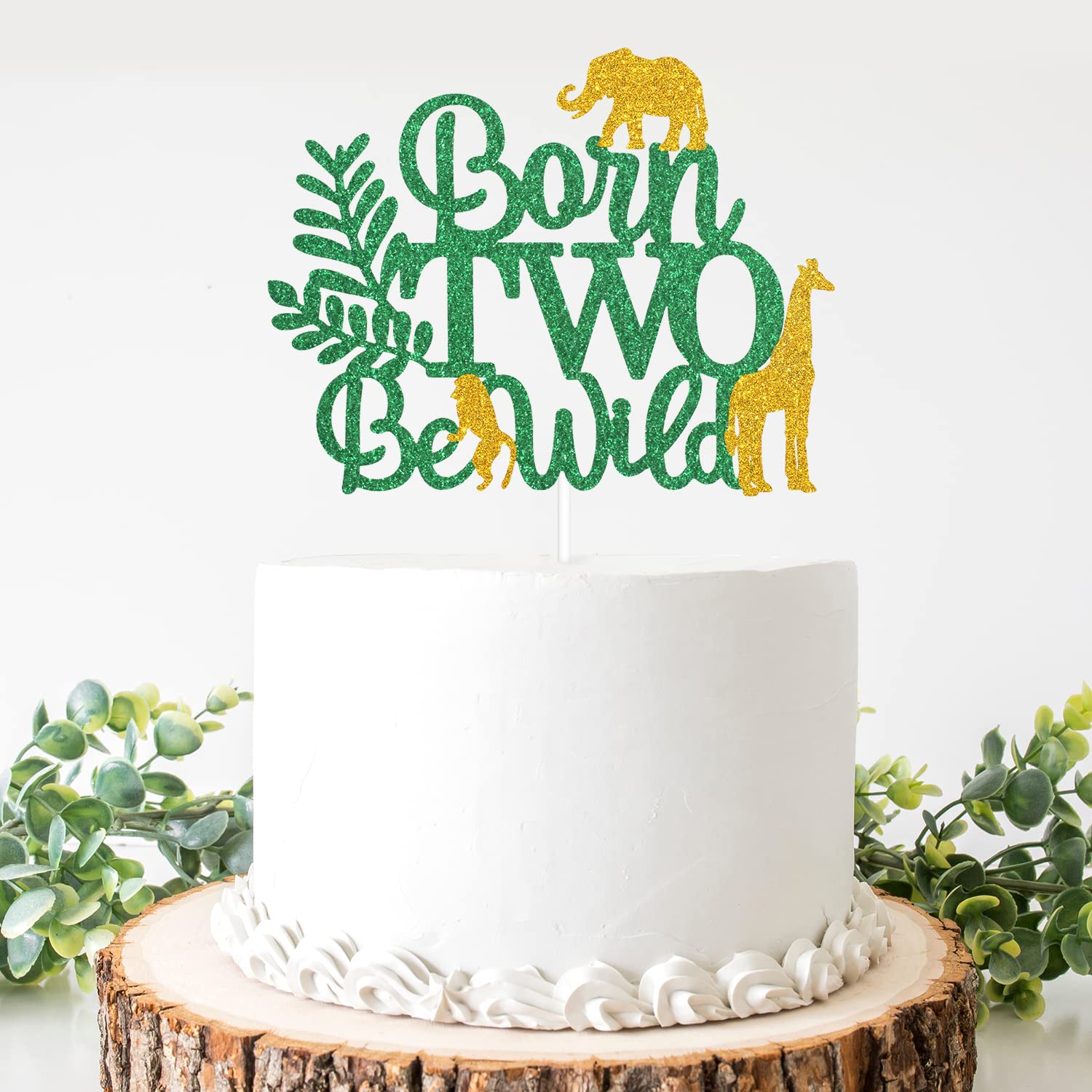 Wild Safari 2nd Birthday Cake Topper - Jungle Themed Birthday Decorations for Girls - Happy 2nd Birthday Party Supplies - Perfect for Jungle Safari Themed Cakes, Cupcakes & Dessert Tables