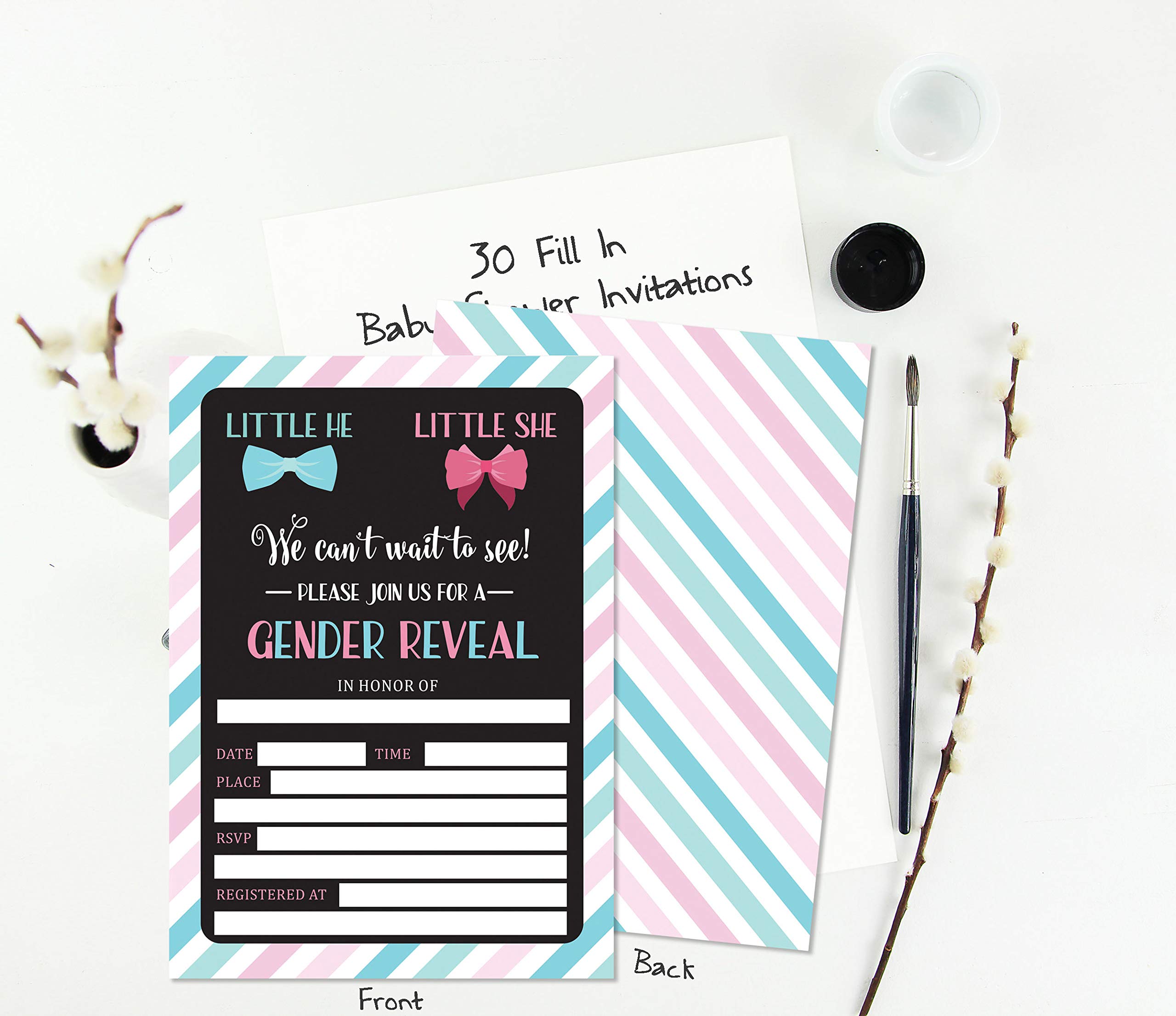 30 Gender Reveal Baby Shower Invitation Cards - It's a Boy or Girl Fill-in-the-Blank Invites for Gender Announcement Parties (Baby Shower, Gender Reveal Events, Newborn Celebrations)
