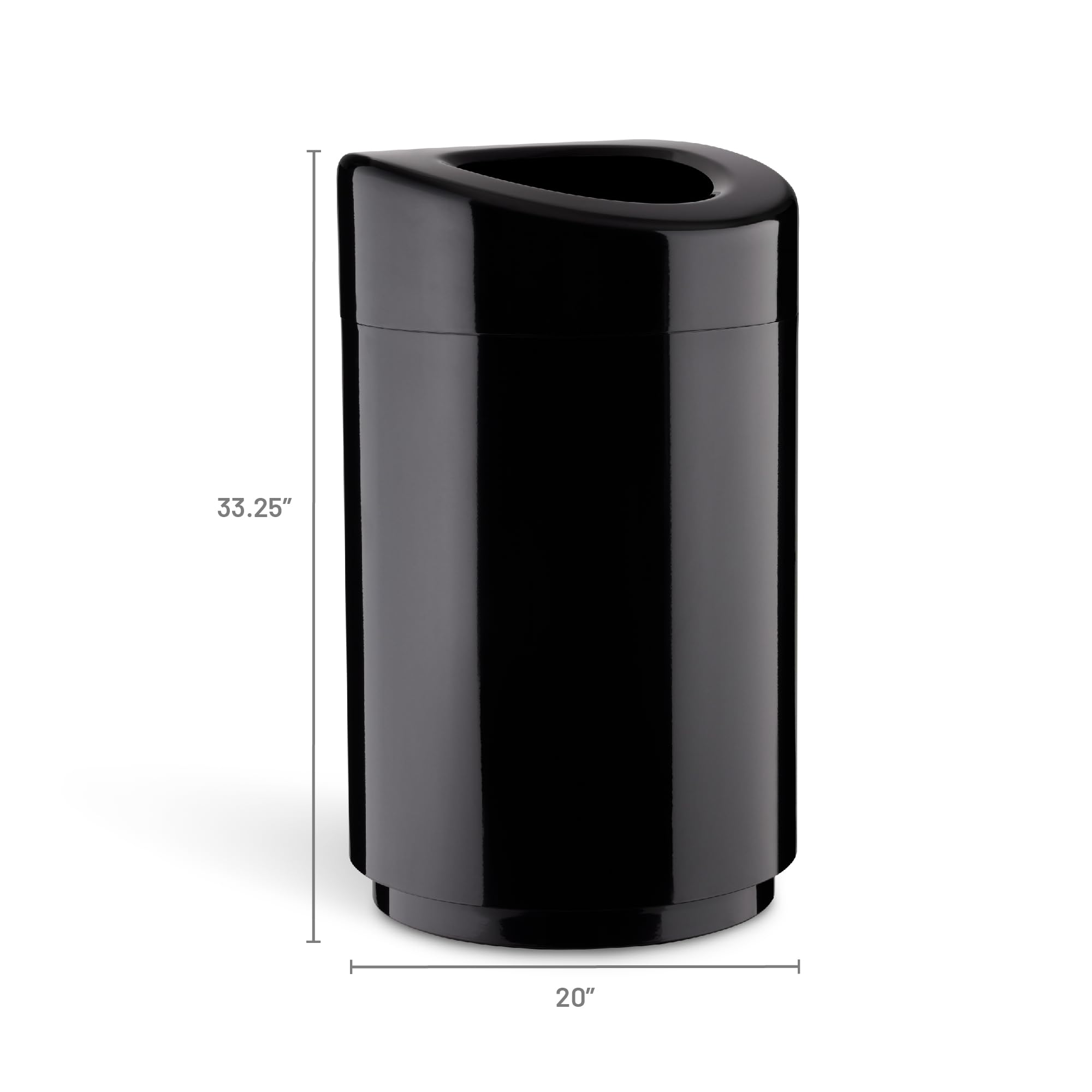 Safco 30 Gallon Open Top Stainless Steel Trash Can - Modern Black Garbage Bin for Kitchen, Office, or Home Use - Durable & Stylish Indoor Waste Container