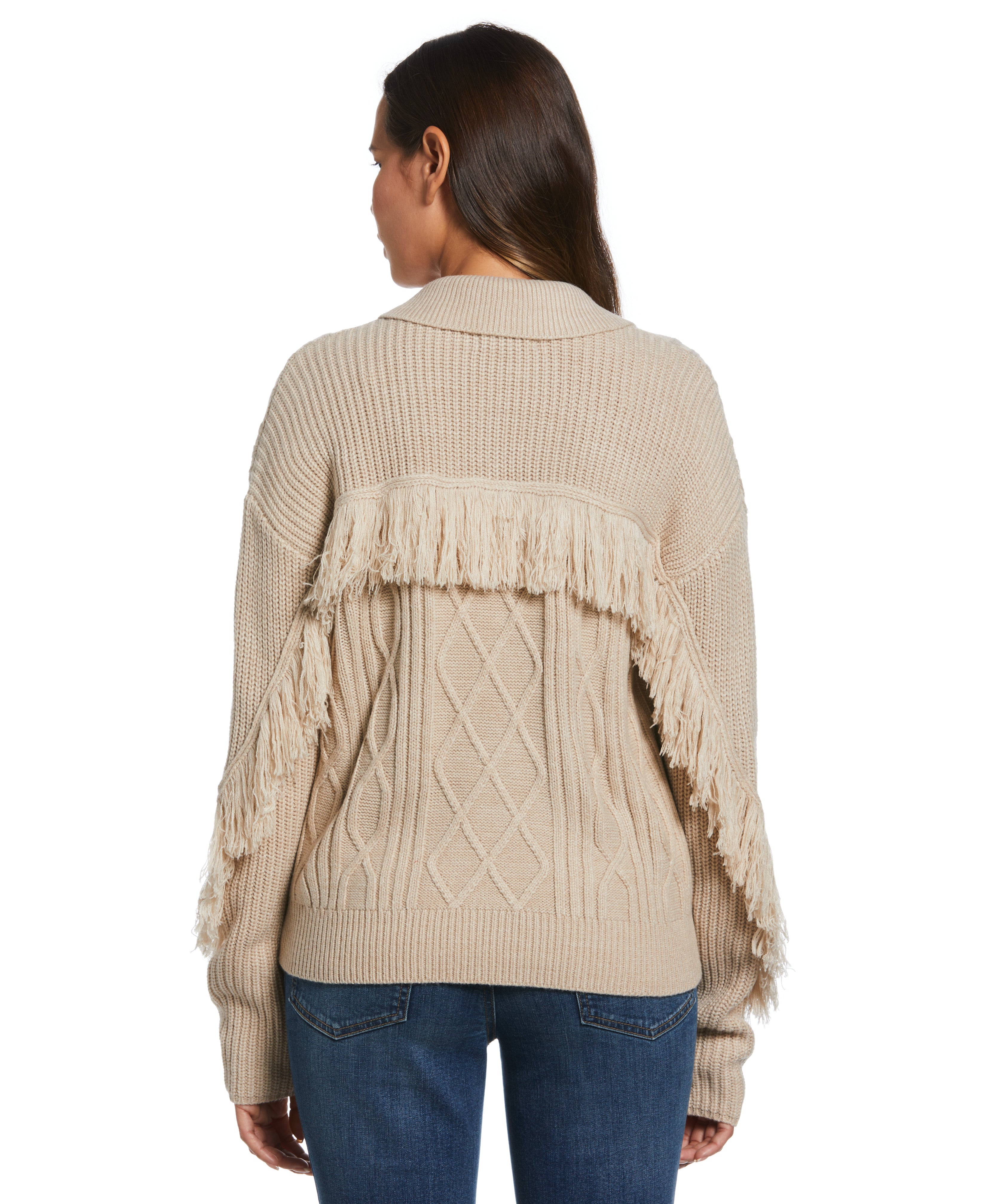 Stylish Fringe Trim Polo Sweater for Women - Trendy Knit Top for Casual Outfits & Layering | Perfect for Office, Dates & Fall Fashion