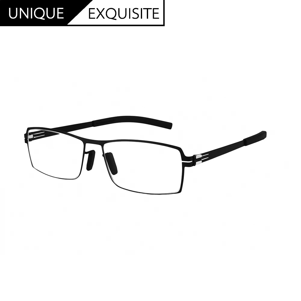 Aimee Unisex Full Rim Square Screwless Stainless Steel Eyeglasses Frame 5085 - Lightweight Durable Glasses for Men & Women - Perfect for Reading, Work, and Everyday Wear