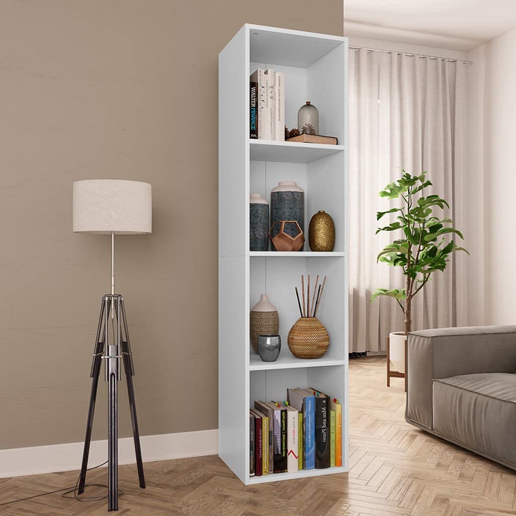 Modern White Bookcase & TV Stand - 14.2