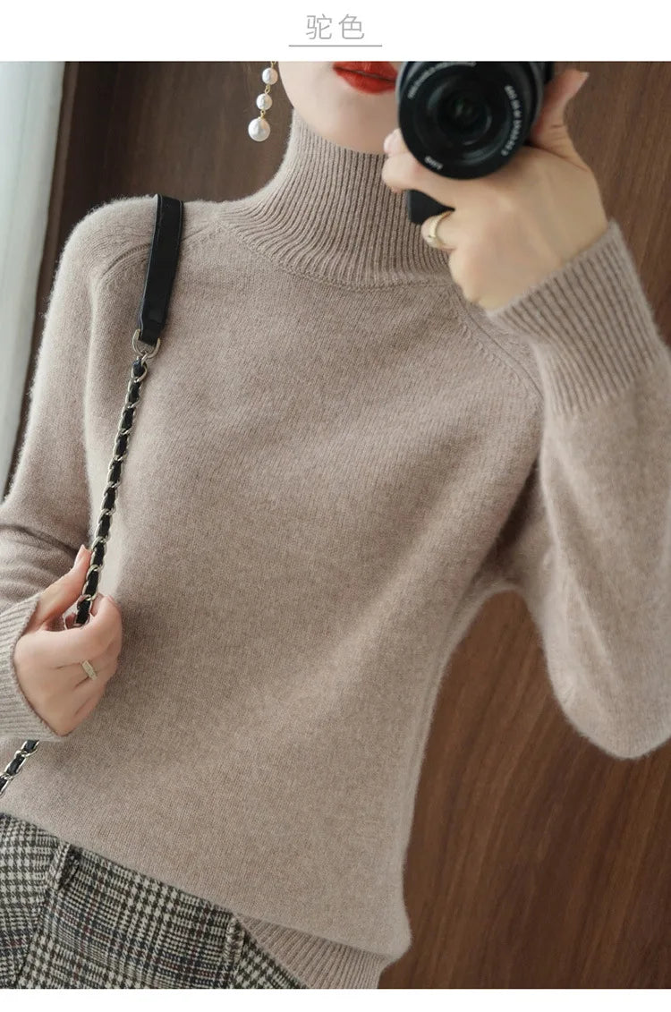 Women's Casual Turtleneck Long Sleeve Sweater - Soft Knit Pullover for Fall & Winter - Perfect for Office, Dating & Weekend Outfits