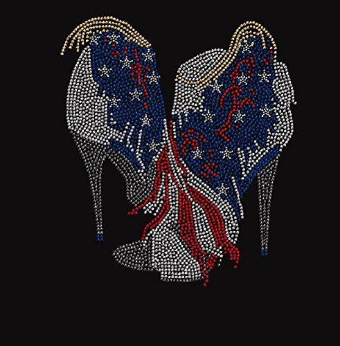 USA Patriotic 4th of July High Heel Rhinestone Iron-On Transfer for DIY Shoe Decoration - Perfect for Independence Day Parties & Festive Celebrations