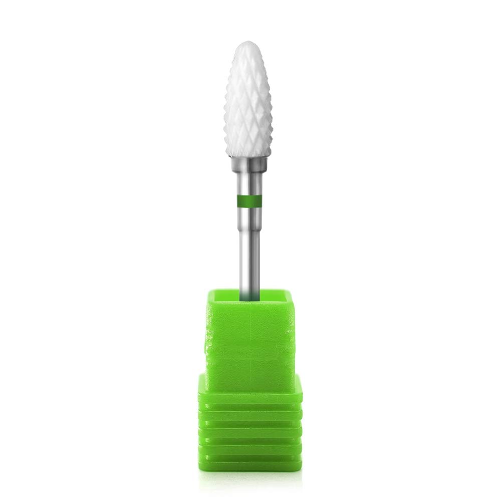 Professional Medium Flame Cuspidal Nail Drill Bit - Ceramic Grinding Stone Head for Electric Nail Drill - 3/32