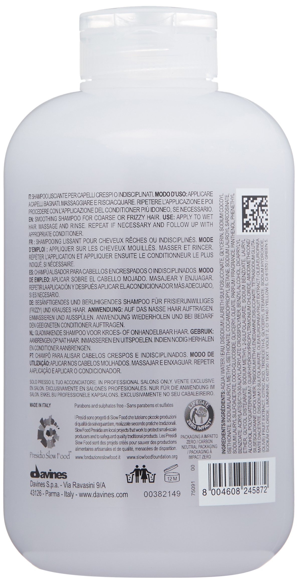 Davines LOVE Smoothing Shampoo for Frizzy Hair - 8.5oz (250ml) Hydrating & Nourishing Shampoo with Natural Ingredients | Perfect for Dry, Damaged Hair & Daily Hair Care Routine