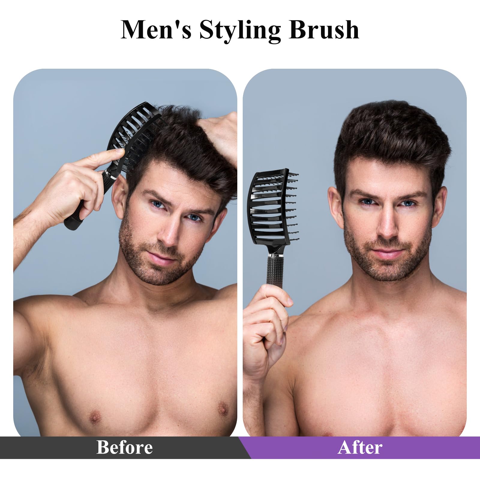 **Detangling Hair Brush for Women, Men & Kids - Curved Vent Brush for Wet & Dry Hair - Faster Blow Drying, Reduces Frizz & Adds Shine - Perfect for Curly, Straight, Thick or Thin Hair (Black) - Ideal for Home, Travel & Salon Use**