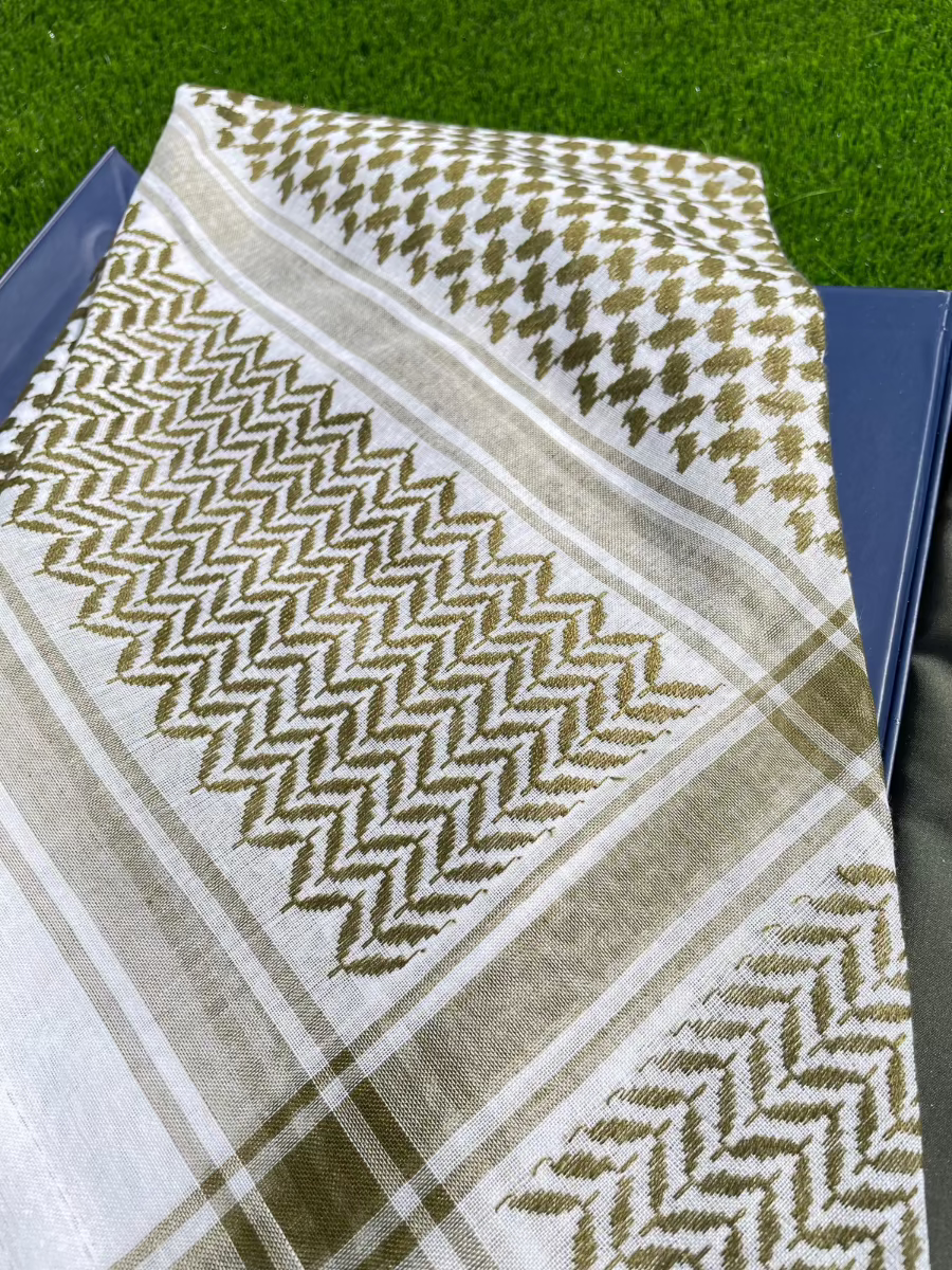 Premium Unisex Olive Green Shemagh Keffiyeh Scarf - Soft Cotton Middle Eastern Head Wrap for Outdoor, Travel & Fashion Accessories