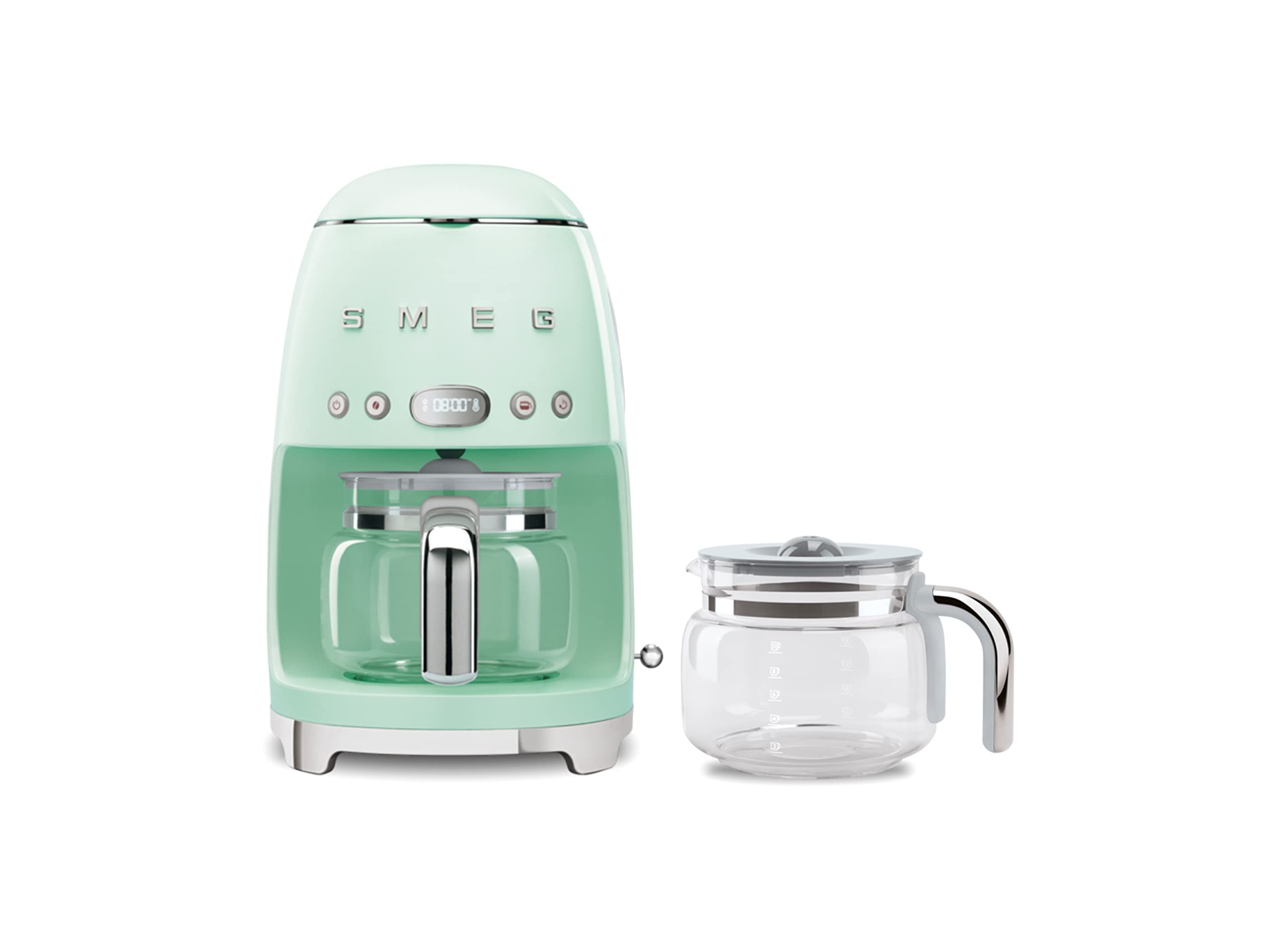 Smeg 50's Retro Style Drip Coffee Maker with Extra Glass Carafe - Pastel Green | Vintage Coffee Machine for Home, Office & Kitchen Decor | Perfect for Espresso, Latte & Americano Lovers